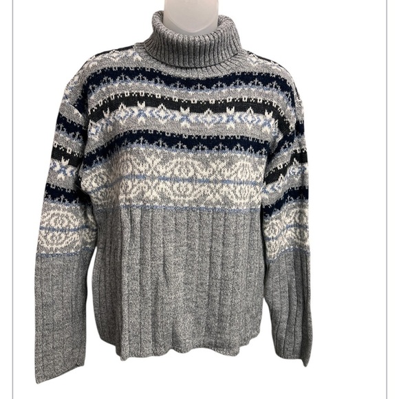 VTG 90s Sarah Bentley Fair Isle style womens turtleneck pullover sweater Large - Picture 1 of 9